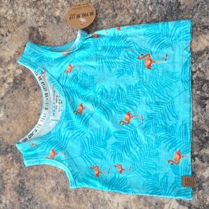 L&P Apparel Size 12-18 Months NEW Blue Pink Flamingo Kids Crop Top